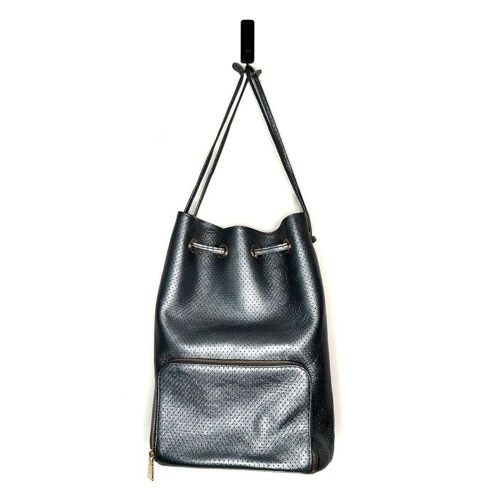 Leanelle | Gray Perforated Leather Bucket Bag NWOT